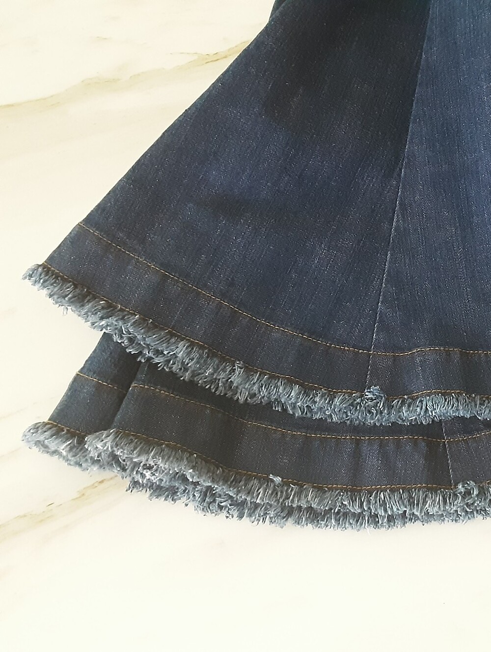 Heavy Dark Wash Denim Fit-N-Flare Structured Sweetheart Bust Dress Sz 10 - NWOT - Picture 8 of 9